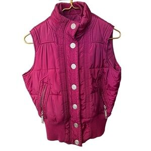 MAURICES Women’s Y2K Size L Puffer Vest Jacket Magenta Pink Wine Color